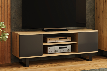 RTV Focus 155 cm cabinet - metal legs Oak artisan black
