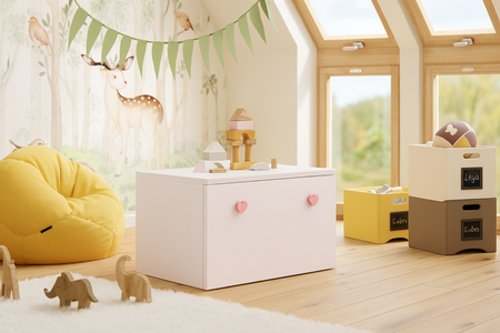 Inga toy chest - handle pink
