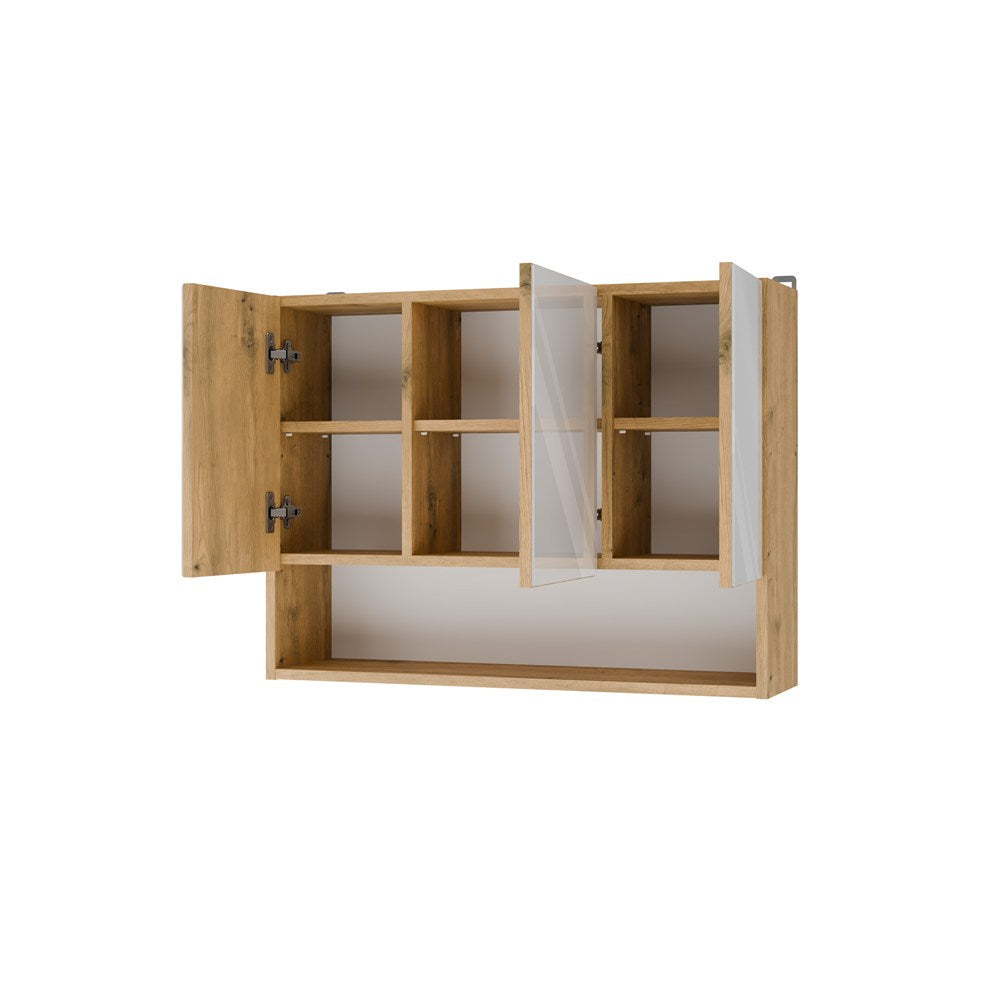 Fürdőszobaszekrény fali POLA 3DL/P artisan tölgy 80 cm 3 tükör polccal