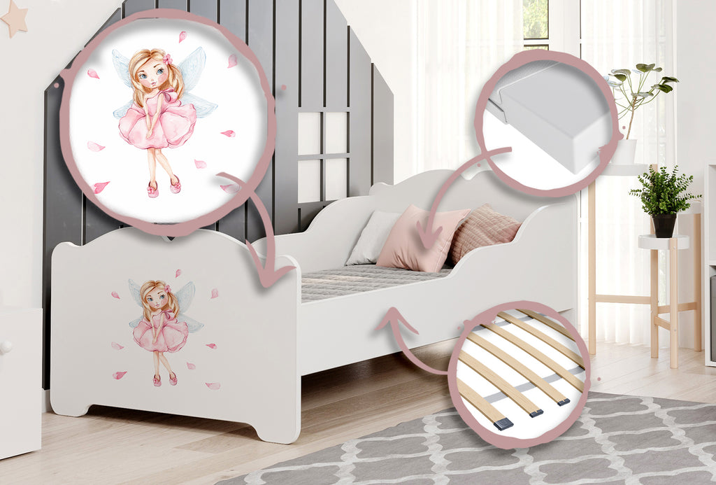 Child's bed ANNA with drawer 140x70 Girl with wings