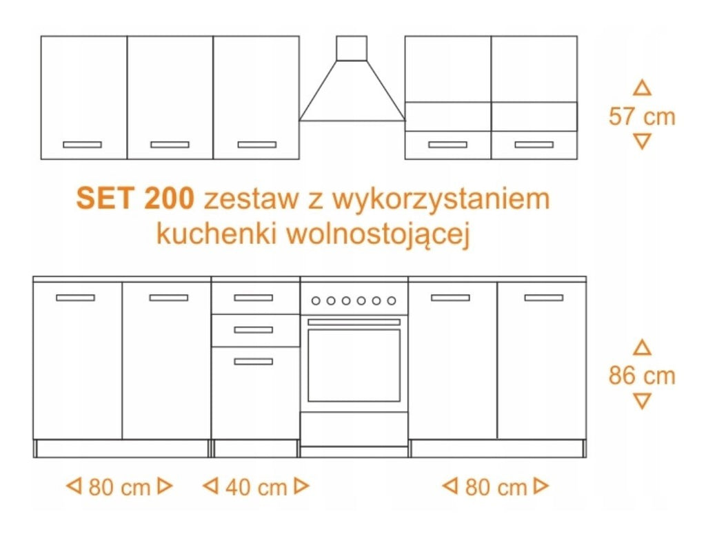 Konyhabútor-szett Katia SET200 fehér sonoma tölgy