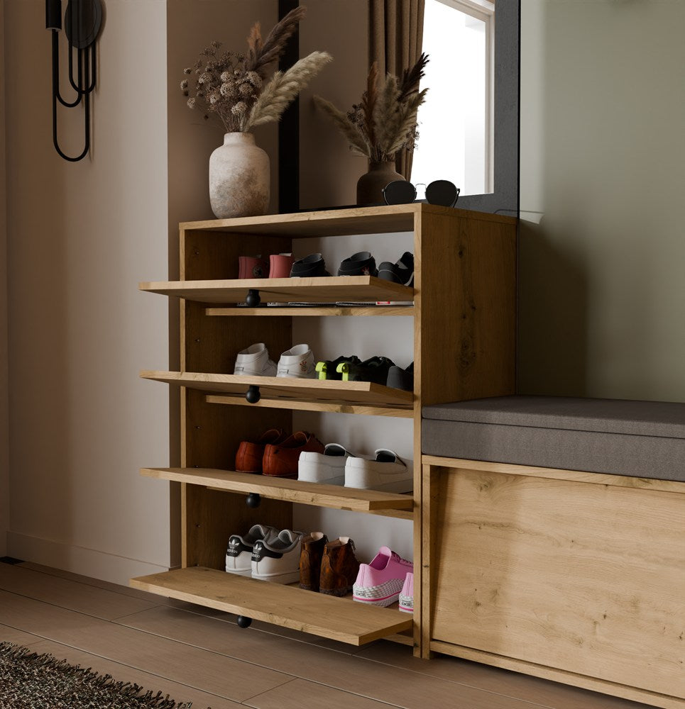 Cipősszekrény LOKA artisan tölgy 4 ajtós lenyíló 66 cm