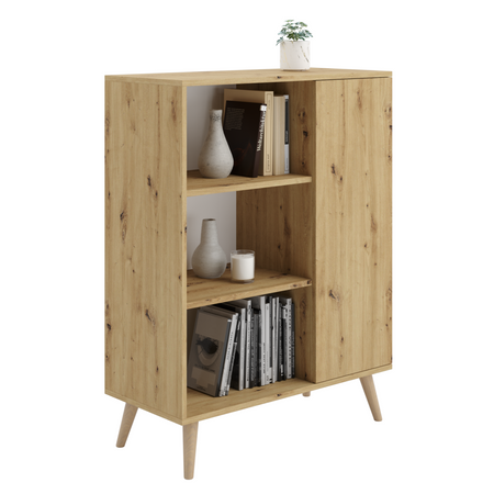 Bookcase display Fondi wooden legs Oak artisan