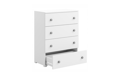 Emily white chest of drawers - football handles
