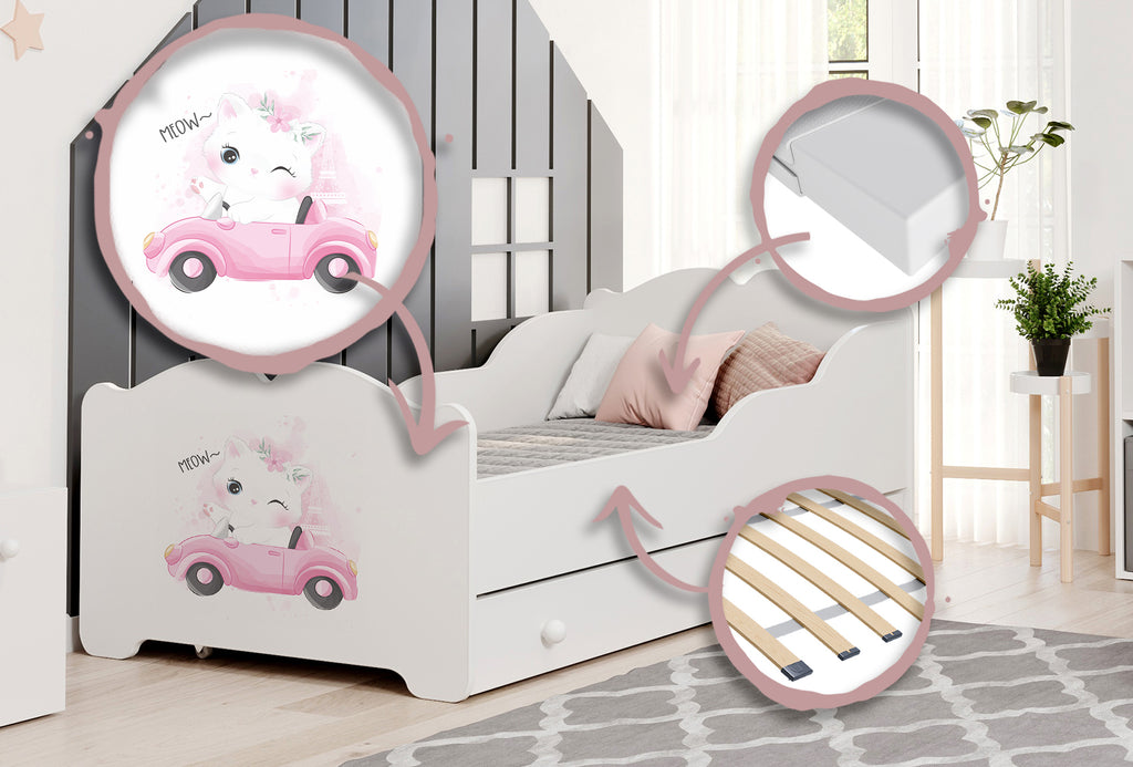 ANNA children's bed with drawer 160x80 Cat