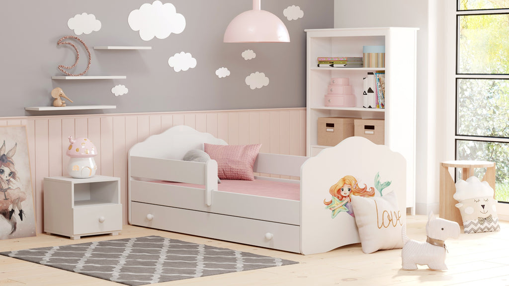 Wave children's bed 140x70 with drawer - Mermaid