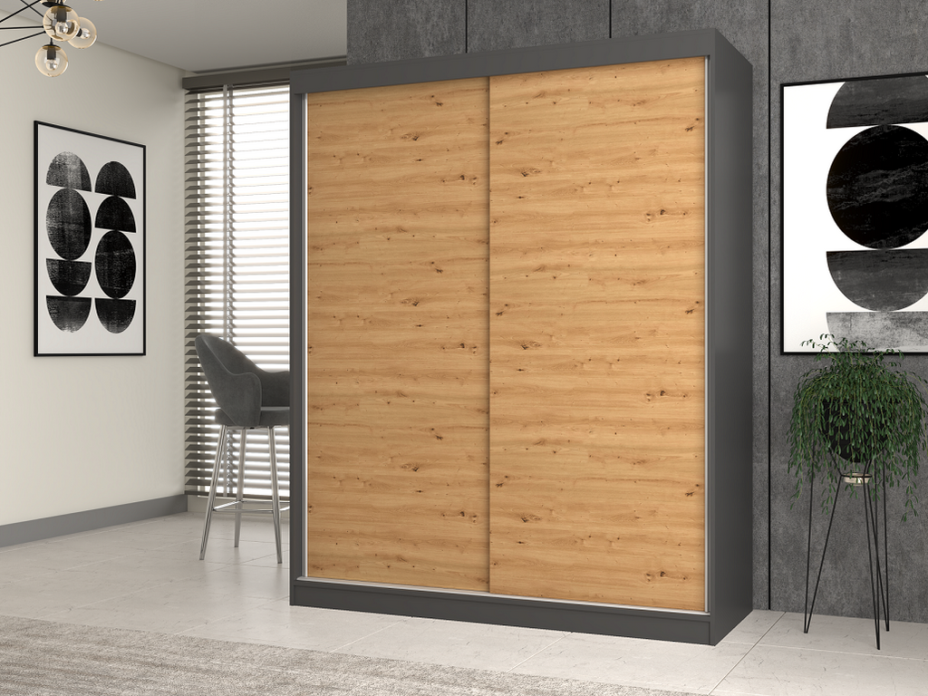 Szekrény Iga 160/B antracit artisan tölgy