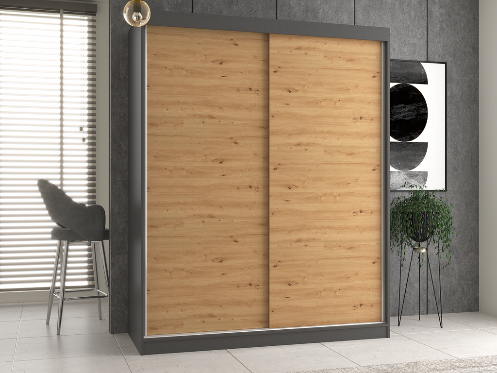 Szekrény Iga 160/B antracit artisan tölgy