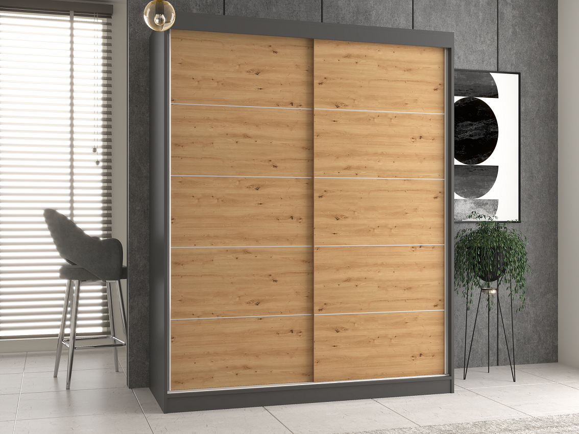 Szekrény Iga 160/C antracit artisan tölgy