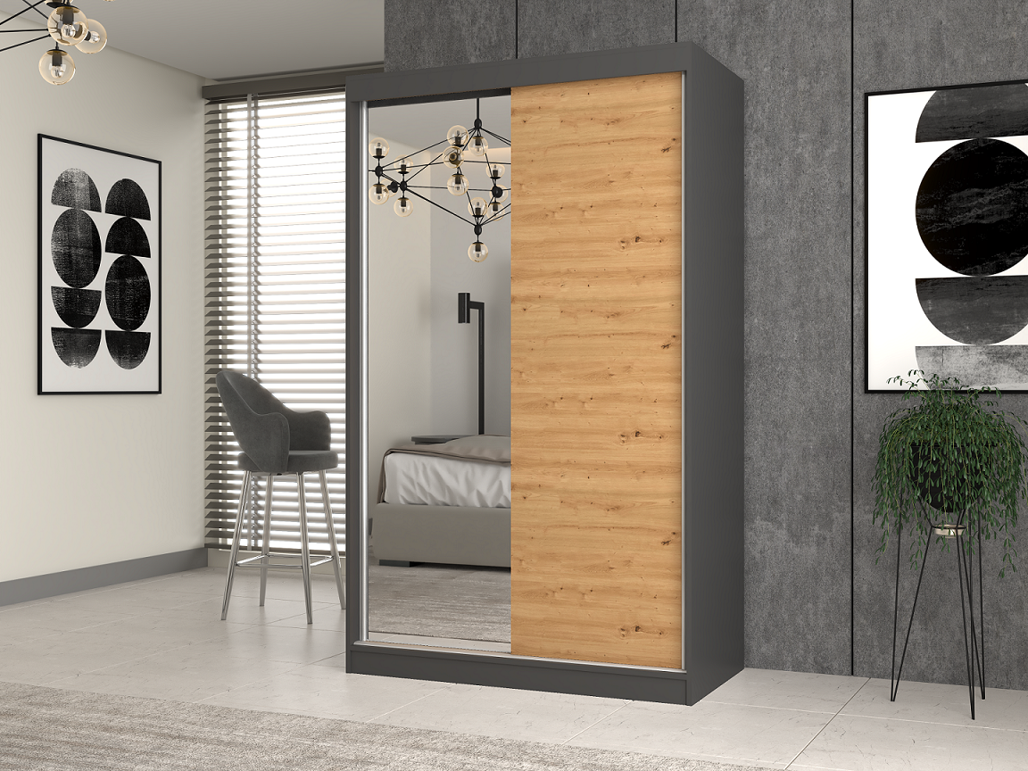 Szekrény Iga 120 A/B antracit artisan tölgy