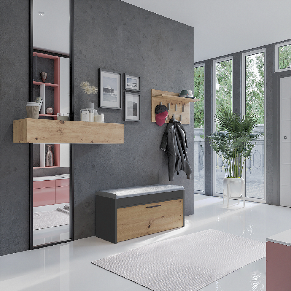 Cipősszekrény Parma antracit artisan tölgy