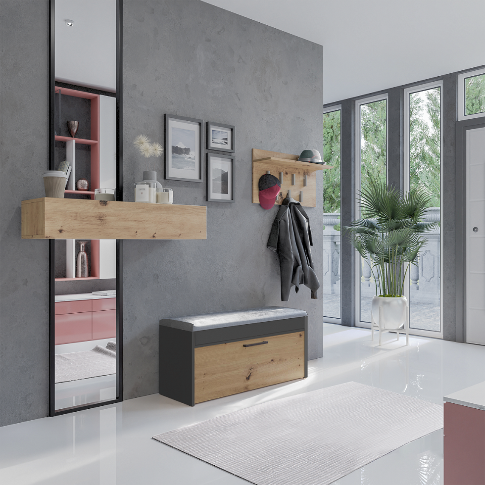Cipősszekrény Parma antracit artisan tölgy