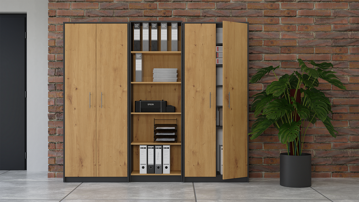 Polcos szekrény Oliv 2D antracit artisan tölgy
