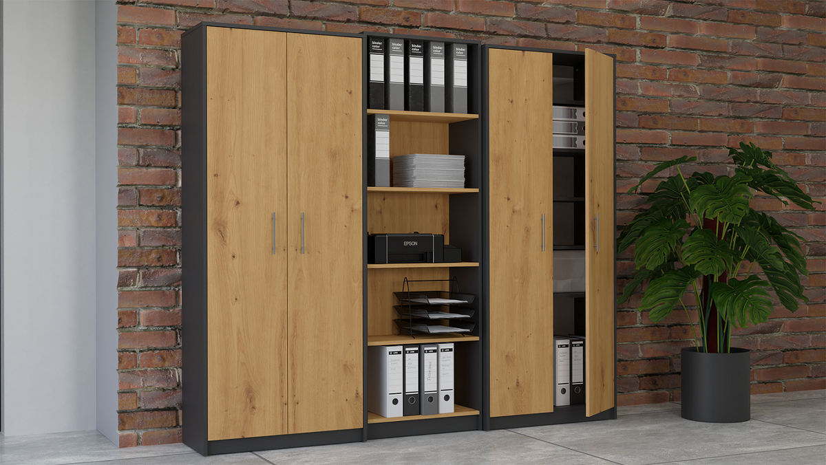 Polcos szekrény Oliv 2D antracit artisan tölgy