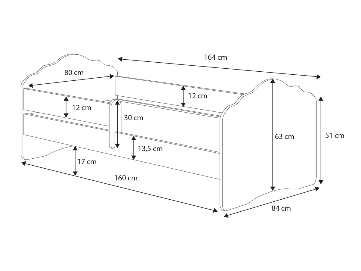 Single bed Fala 160x80 with drawer