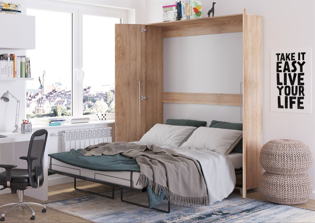 TEDDY felnyitható szekrényágy 160×200 cm – sonoma tölgy – 1. kép