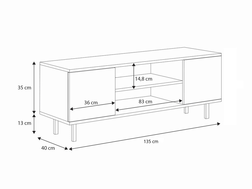 Focus cashmere RTV cabinet 135 cm - gold legs