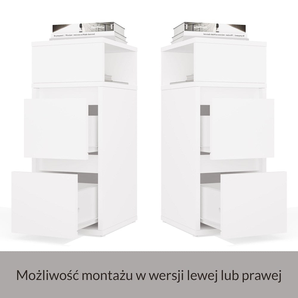 Éjjeliszekrény YORK polc 2 fiókos fehér