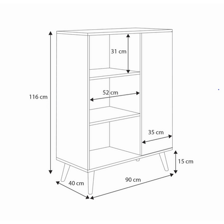 Display cabinet Fondi wooden legs Oak artisan white