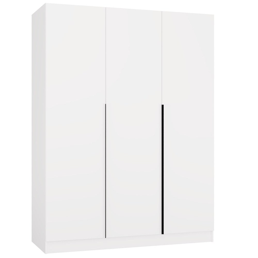 Szekrény SENSO 3D 150 cm 3 ajtós fekete fogantyúkkal fehér