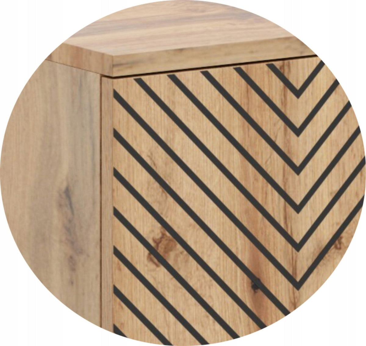 Fondi loft bookcase - herringbone oak craft decor