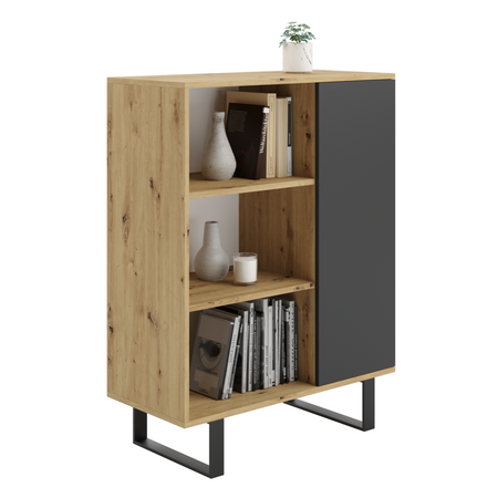 Display cabinet Fondi metal legs Oak artisan black