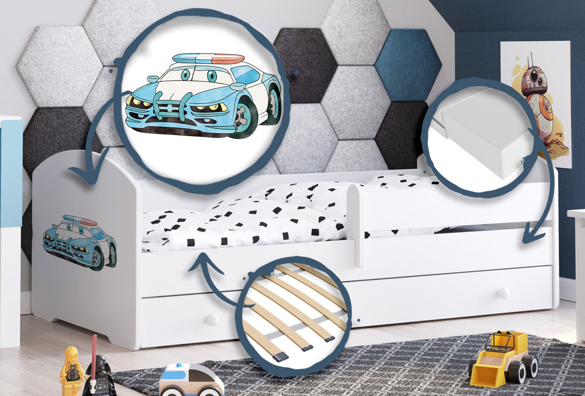 Children's bed Luk 140x70 with drawer - Police