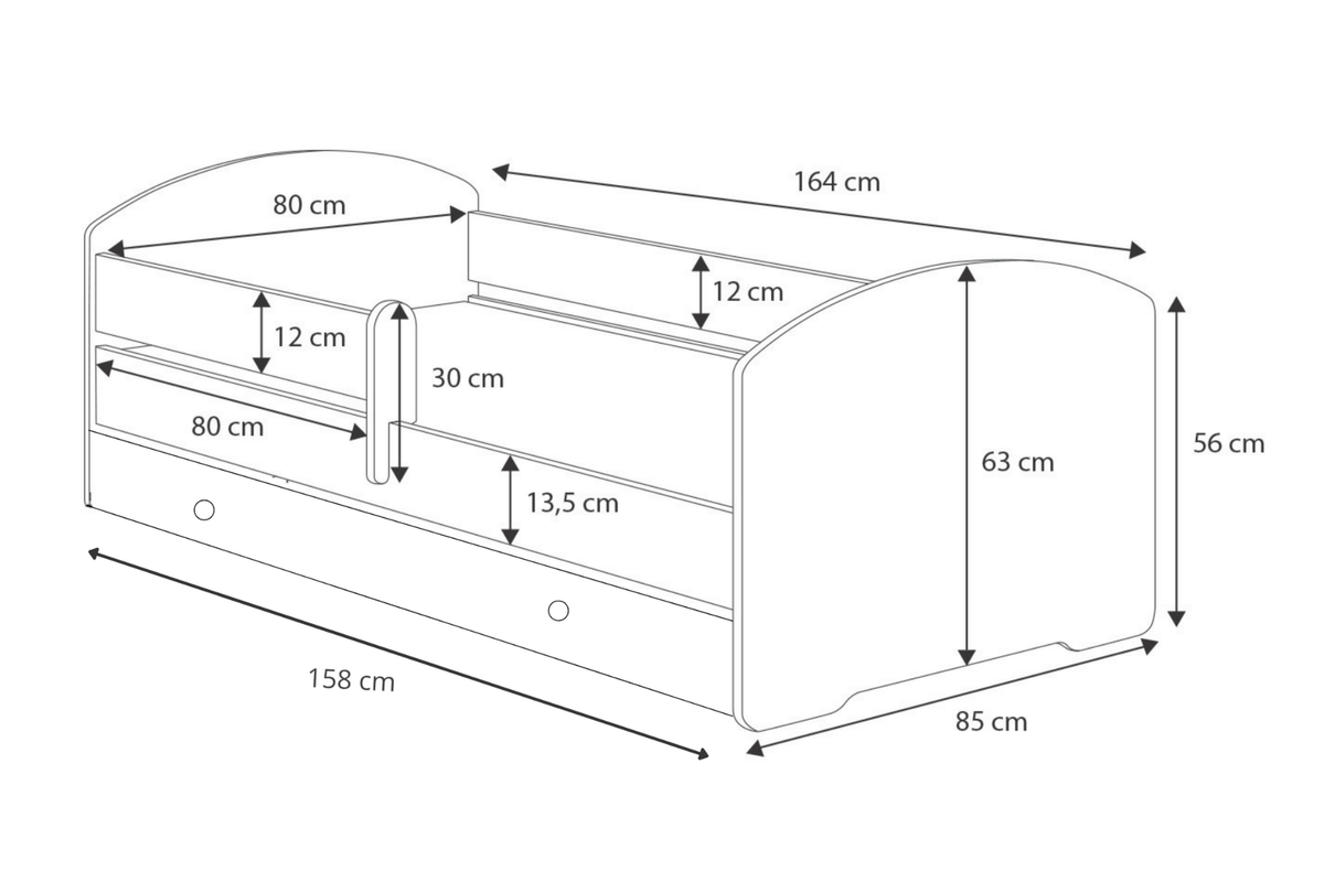 Children's bed Luk 160x80 with drawer - Excavator