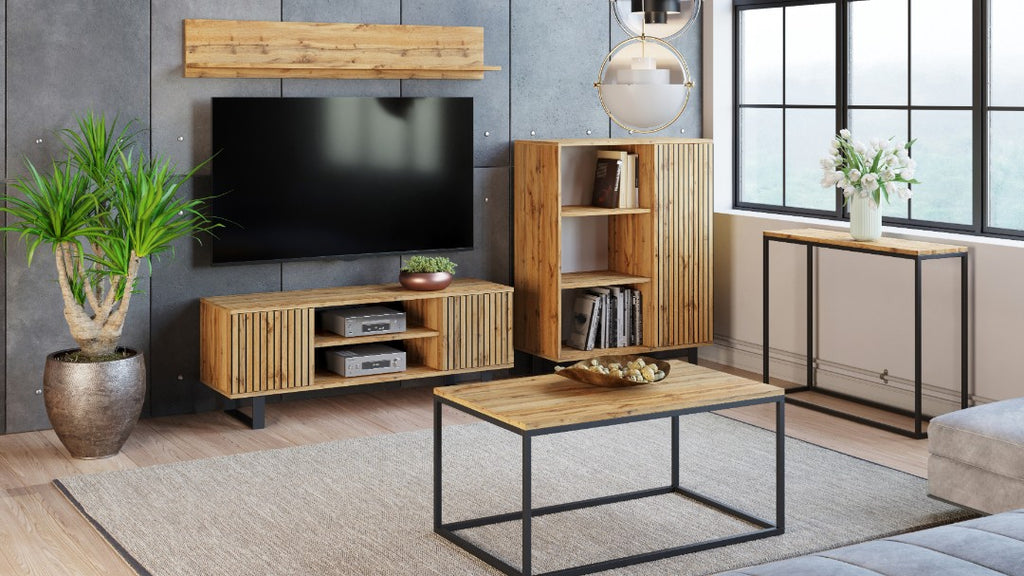 Focus loft RTV cabinet 155 cm - decor oak craft lamellas