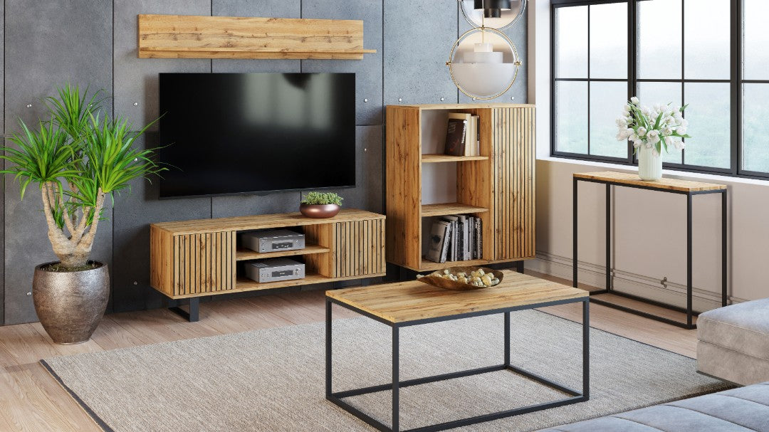 Focus loft RTV cabinet 155 cm - decor oak craft lamellas