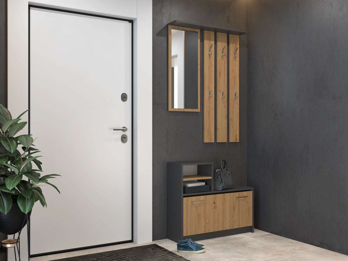 Előszobabútor VERA antracit artisan tölgy