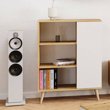 Display cabinet Fondi wooden legs Oak artisan white