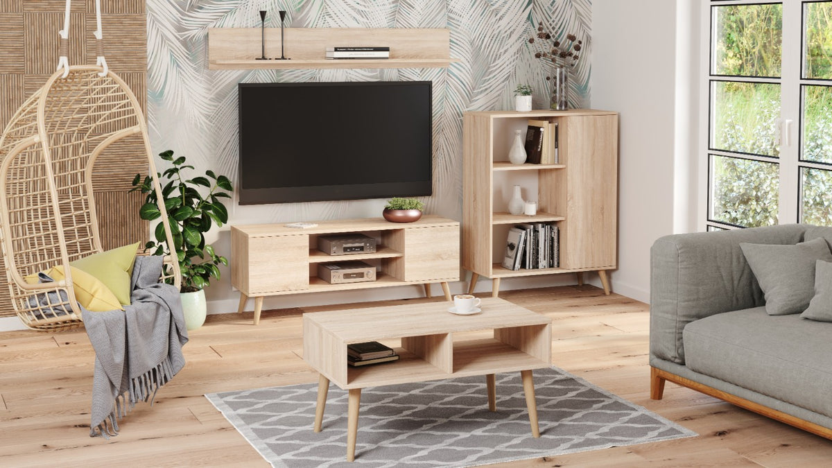 Bookcase Fondi - wooden legs