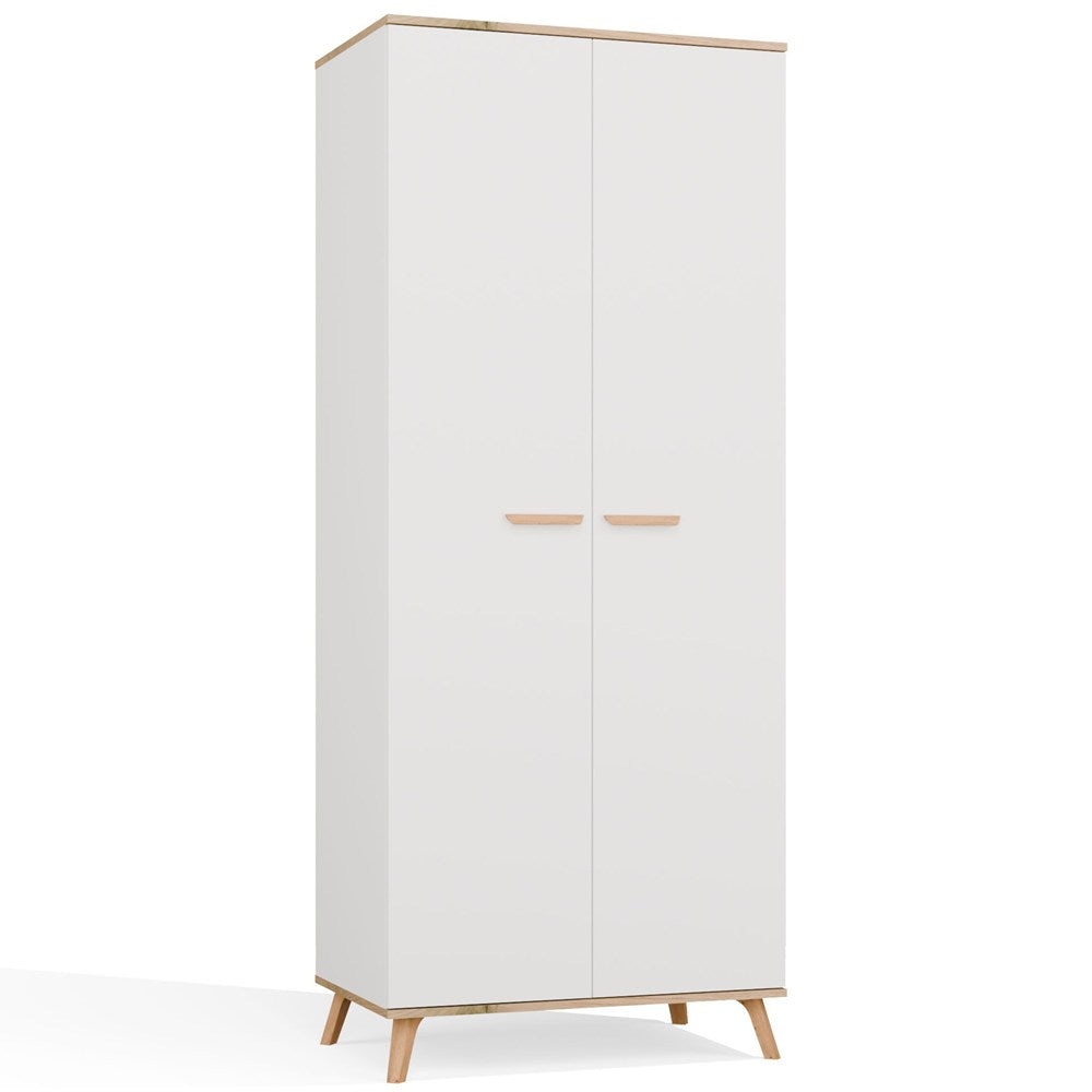 Szekrény Ubraniowa OLYMPO 2D fehér / artisan tölgy 80 cm Drążek 2 ajtós