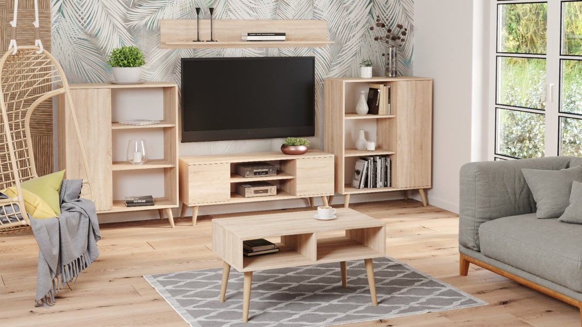 Bookcase Fondi - wooden legs