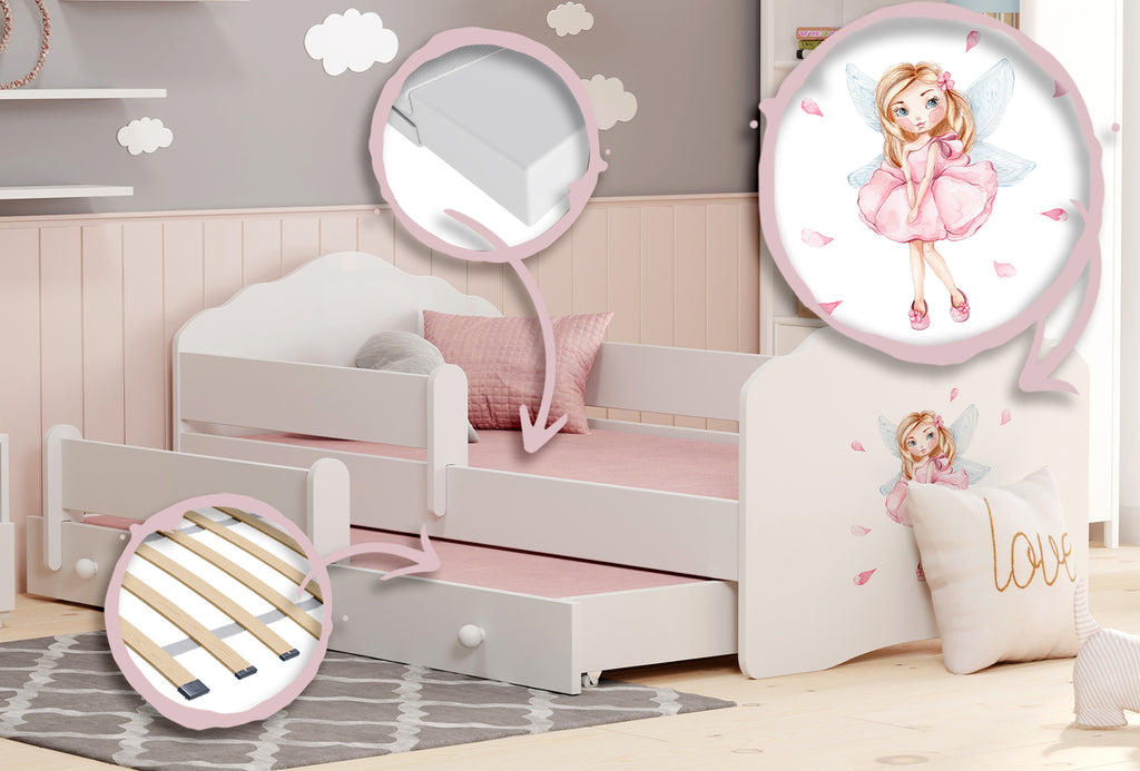 Wave double bed 160x80 - Girl with wings