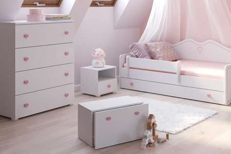 Inga toy chest - handle pink