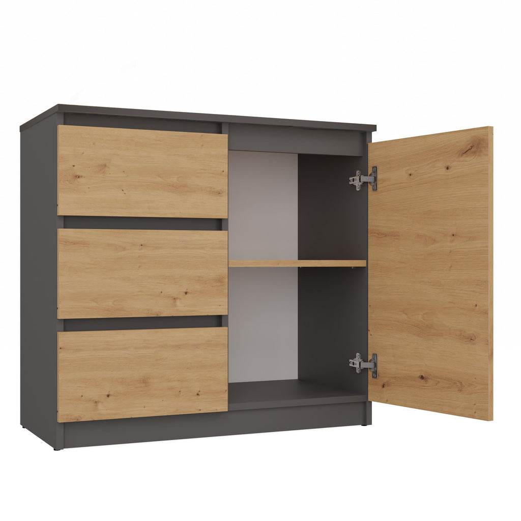 Komód Malwa 1D3S antracit artisan tölgy