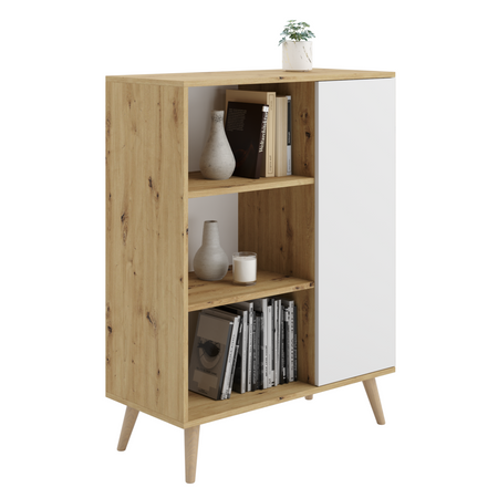 Display cabinet Fondi wooden legs Oak artisan white