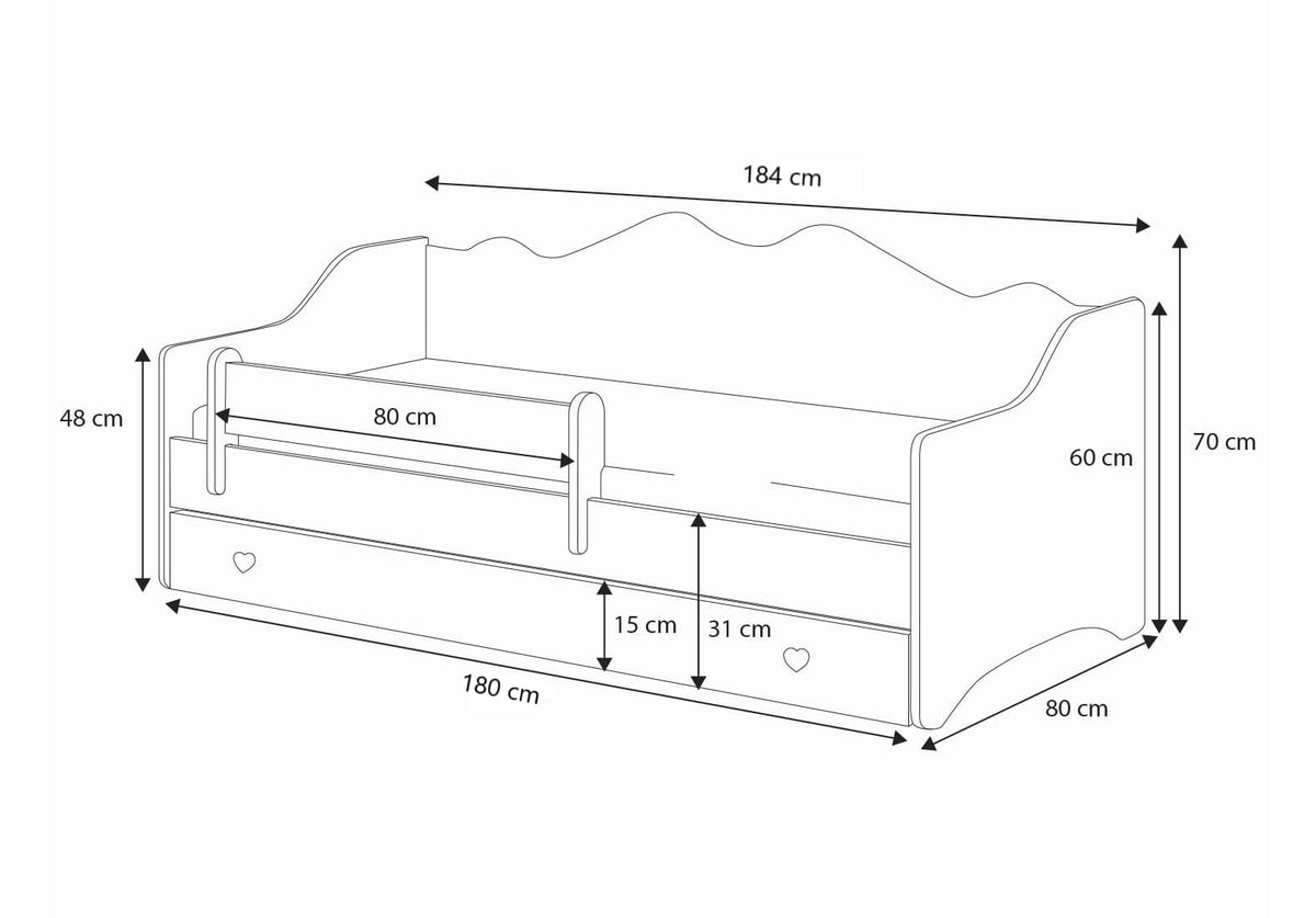 Emma youth bed 180x80 grey
