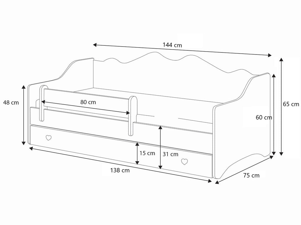 Emma children's bed 140x70 grey