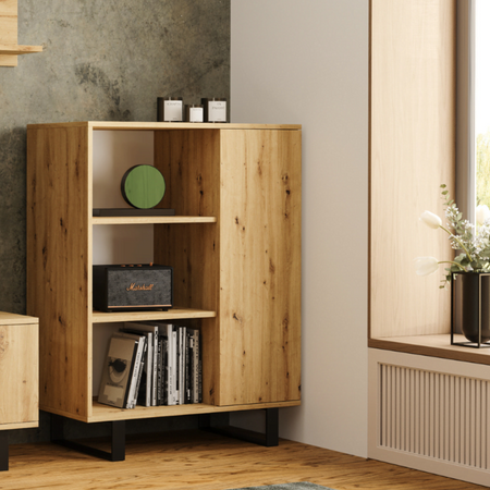 Bookcase Fondi metal legs Oak artisan