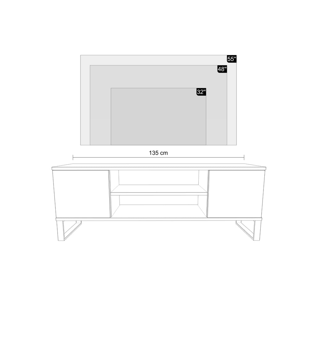 Focus loft RTV cabinet 135 cm - herringbone decor - oak craft