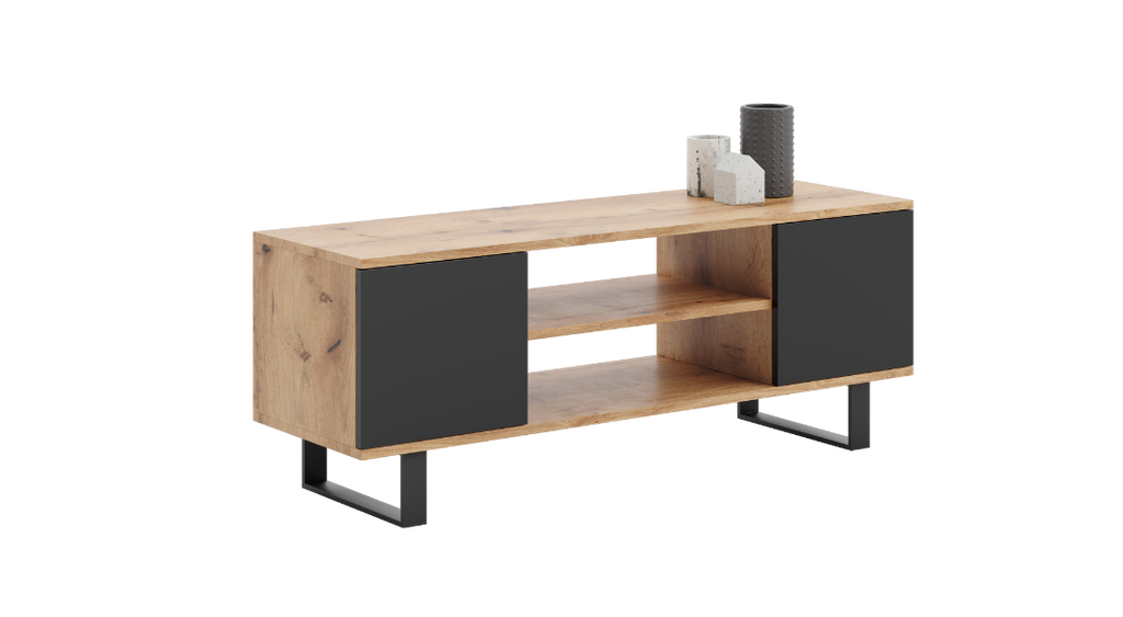 RTV Focus 155 cm cabinet - metal legs oak craft - black