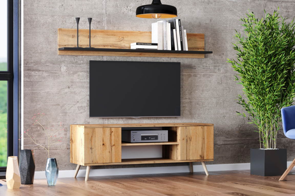 Shelf 100 cm - oak craft gold/black