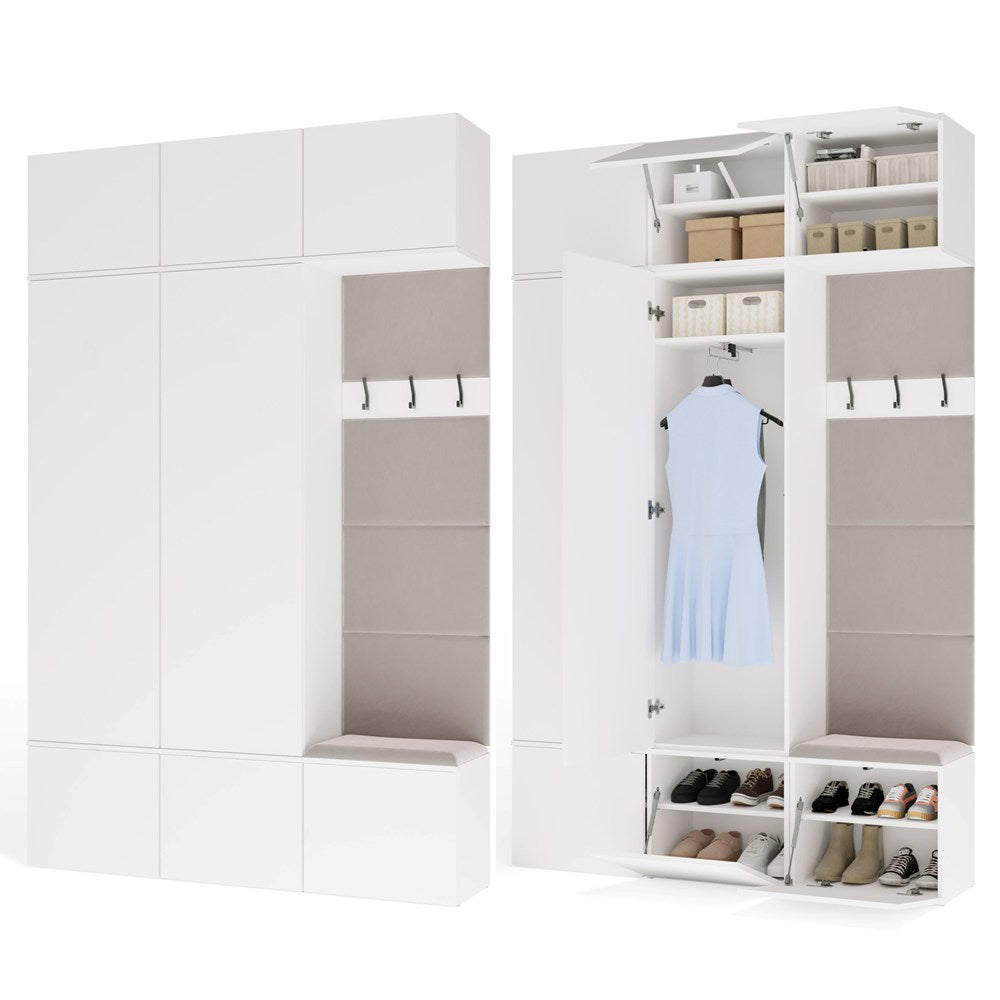 Előszobabútor HAGA III 2Sz1W fehér 2 szekrénnyel + Fogas