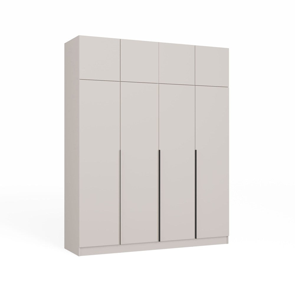 Szekrény SENSO 4D felépítménnyel Wysoka kasmír ajtó fekete fogantyúkkal 250x200 cm