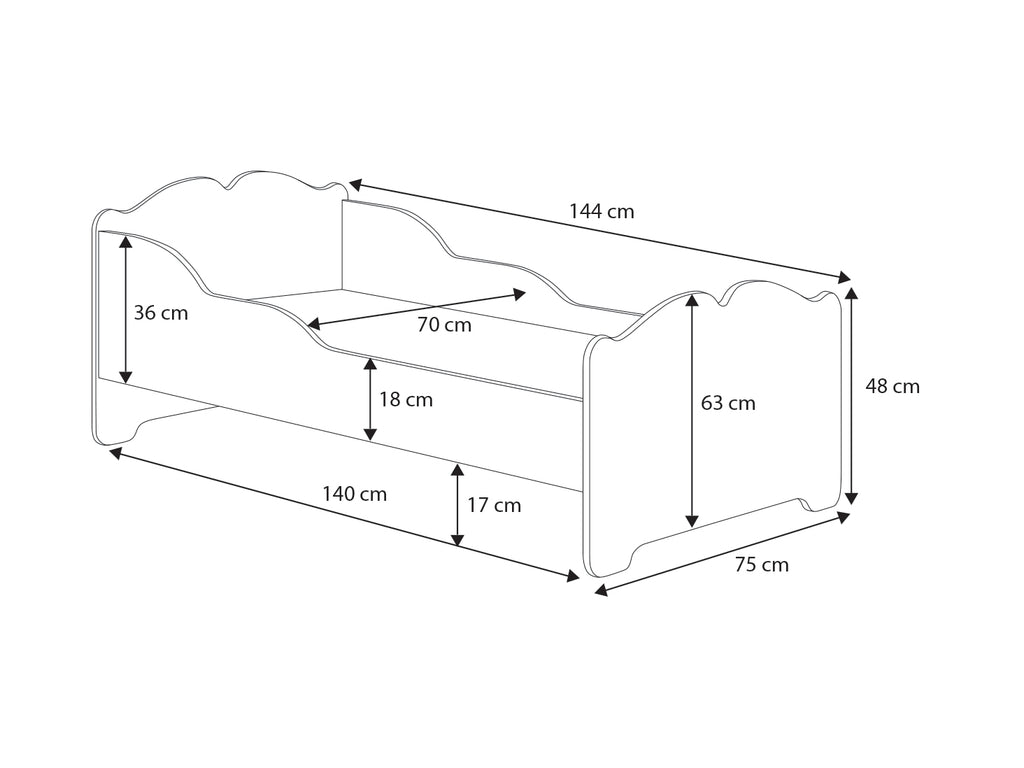 Child's bed ANNA with drawer 140x70 Girl with wings