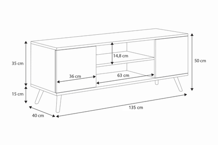 Focus RTV cabinet 135 cm Oak artisan white
