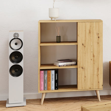 Bookcase display Fondi wooden legs Oak artisan